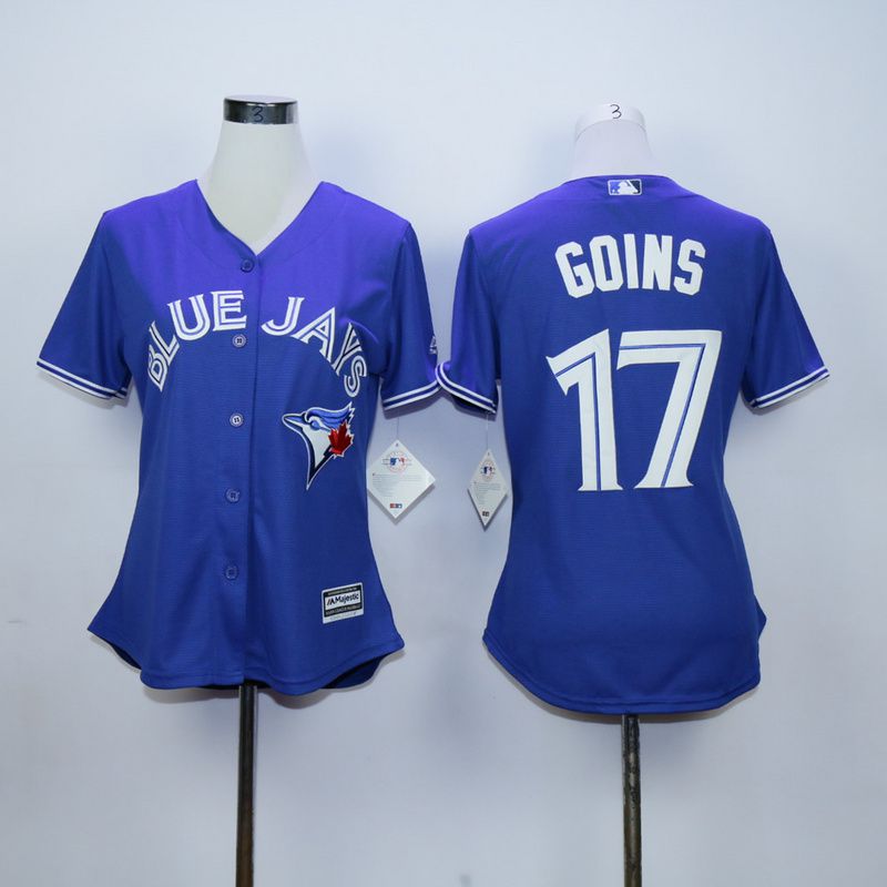Women Toronto Blue Jays #17 Goins Blue MLB Jerseys->women mlb jersey->Women Jersey